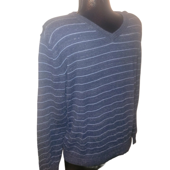 Gap Mens Blue V Neck Striped Sweater M - Picture 3 of 5